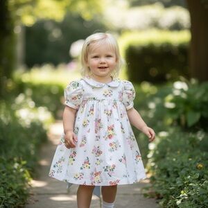 The Beaufort Bonnet Company White Floral Dress 4T